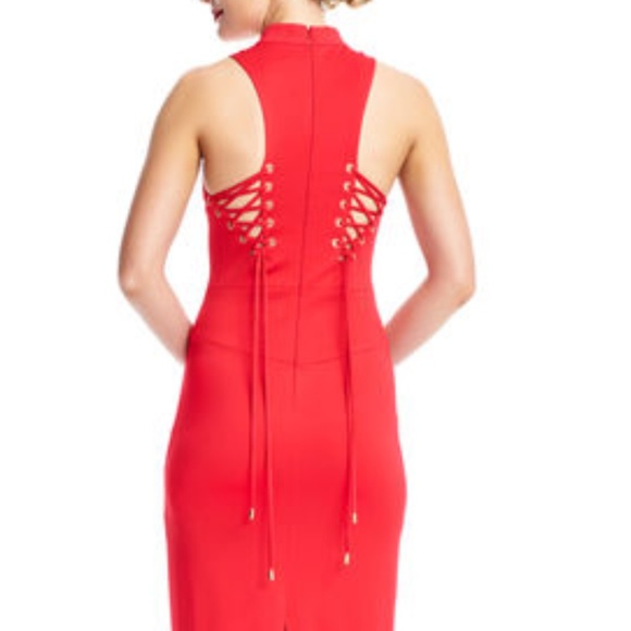 lola jersey mock neck gown with cutout and lace up - Picture 2 of 8